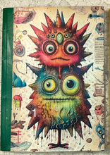 Load image into Gallery viewer, 5 x 8”lined notebook -whimsical creatures -assorted-diary-handcrafted-junk journal-60 lined pages- Great Adirondack