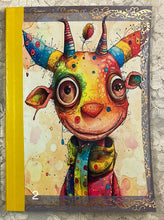 Load image into Gallery viewer, 5 x 8”lined notebook -whimsical creatures -assorted-diary-handcrafted-junk journal-60 lined pages- Great Adirondack