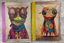 Load image into Gallery viewer, 5 x 8” handcrafted notebook -whimsical creatures 3 and 4--diary- junk journal-60 lined pages- Great Adirondack
