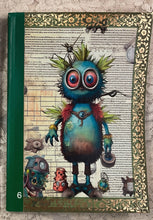Load image into Gallery viewer, 5 x 8” handcrafted notebook -whimsical creatures 5 and 6-diary- junk journal-60 lined pages- Great Adirondack