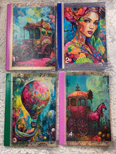 Load image into Gallery viewer, 5 x 8” handcrafted notebook - bohemian and victorian  prints-1 -4- junk journal- lined pages- Great Adirondack