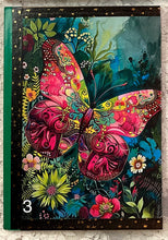 Load image into Gallery viewer, 5 x 8" handcrafted notebook- flowers, butterfly, dragonfly prints-1 -4-diary- junk journal- lined pages- Great Adirondack