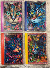 Load image into Gallery viewer, 5 x 8”  notebook -Cat prints-1 -4- junk journal-handcrafted- lined pages-Great Adirondack