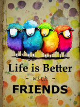 Load image into Gallery viewer, colorful Sheep poster-Life is Better with friends- assorted sizes- Great Adirondack