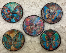 Load image into Gallery viewer, 1.18” Buttons- Mystical Butterflies-antiqued-assorted-Handcrafted- Great Adirondack Yarn