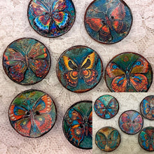 Load image into Gallery viewer, 1.18” Buttons- Mystical Butterflies-antiqued-assorted-Handcrafted- Great Adirondack Yarn