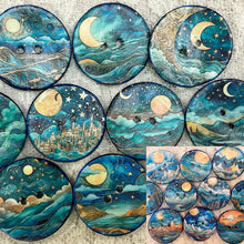 Load image into Gallery viewer, 1.18” Buttons- Moon and Stars- Celestial -assorted-Handcrafted- Great Adirondack Yarn