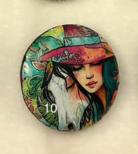 Load image into Gallery viewer, 1.18” Leather Buttons -Cowgirls- assorted -Handcrafted- Great Adirondack Yarn