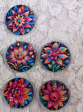 Load image into Gallery viewer, 1” buttons - mexican style -colorful flowers-assorted patterns-Handcrafted Great Adirondack Yarn