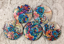Load image into Gallery viewer, 1.18” Buttons-Rainbow waves and flowers -assorted-Handcrafted- Great Adirondack Yarn
