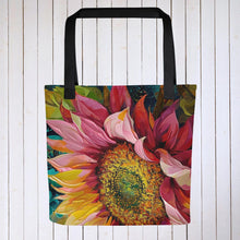 Load image into Gallery viewer, Sunflower Tote Bag, 15" x15"knitting bag, craft tote, beach tote, grocery tote