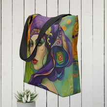 Load image into Gallery viewer, Bohemian Woman Tote bag,15" x 15"  knitting bag, carryall, bookbag, beach tote, grocery tote