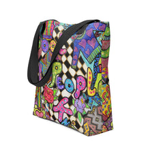 Load image into Gallery viewer, Cool People Knit Tote bag- 15"x 15"- Great Adirondack Yarn- original artwork-Zendoodle -