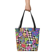 Load image into Gallery viewer, Cool People Knit Tote bag- 15"x 15"- Great Adirondack Yarn- original artwork-Zendoodle -
