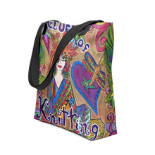 Load image into Gallery viewer, Queen of Knitting Tote or Knitting bag -15"x15"- Great Adirondack Yarn- original artwork
