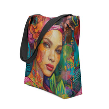 Load image into Gallery viewer, Bohemian Woman Tote,  15" x 15 ", knitting bag, handbag, grocery tote