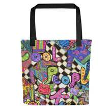 Load image into Gallery viewer, Cool People Knit Tote bag- 15"x 15"- Great Adirondack Yarn- original artwork-Zendoodle -