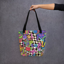 Load image into Gallery viewer, Cool People Knit Tote bag- 15"x 15"- Great Adirondack Yarn- original artwork-Zendoodle -