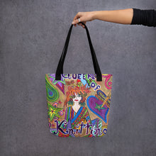 Load image into Gallery viewer, Queen of Knitting Tote or Knitting bag -15"x15"- Great Adirondack Yarn- original artwork