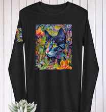 Load image into Gallery viewer, Long Sleeve Tee- Colorful Cat Print -unisex- black-gray-white- all sizes