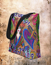 Load image into Gallery viewer, Queen of Knitting Tote or Knitting bag -15"x15"- Great Adirondack Yarn- original artwork