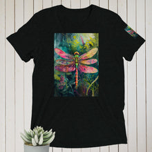Load image into Gallery viewer, Short sleeve t-shirt, gorgeous Dragonfly print - unisex, white, black and grey, all sizes