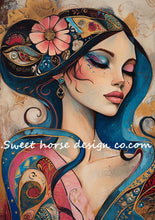 Load image into Gallery viewer, Matte Poster-  Art Deco Woman- Bohemian woman- assorted sizes- Great Adirondack