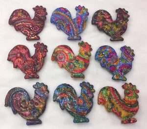 Rooster Pins Handcrafted Polymer Clay Great Adirondack Yarn