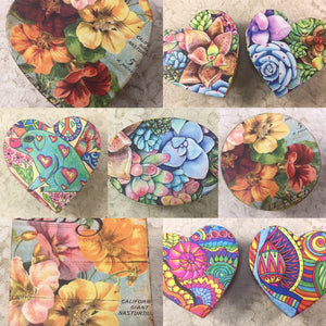 Decoupaged Paper mache Boxes handmade -hearts-oval-square-round