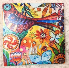 Load image into Gallery viewer, Drink coaster- Ceramic Tile-coaster Funky cat-bird 4.25” x4.25