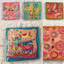 Load image into Gallery viewer, 1.5” Button Square wood -assorted Patterns-Decoupaged-Great Adirondack Yarn
