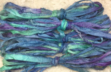 Load image into Gallery viewer, Sari Silk Ribbon 5 yds Hand Dyed Hydrangea-Pineapple-Polly-Toucan- Closeout
