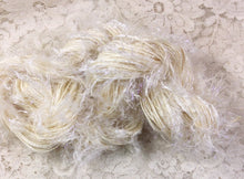 Load image into Gallery viewer, Novelty Fringe Yarn  with Crystal Flash 75 yds Natural-rainbow threads
