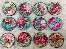 Load image into Gallery viewer, 1 “ Buttons-Shabby chic Rose Patterns Handcrafted Great Adirondack Yarn