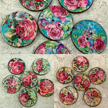 Load image into Gallery viewer, 1 “ Buttons-Shabby chic Rose Patterns Handcrafted Great Adirondack Yarn
