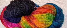 Load image into Gallery viewer, Sparkle Sock yarn -gold-single ply -merino 417 yds-colors-Black Fire-Speckled Pheasant
