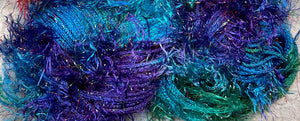 Novelty  Fringe Yarn with Crystal Flash -75 yds -Hand Dyed Colors-Sage-Chilipeppers-Hydrangea-Great Adirondack