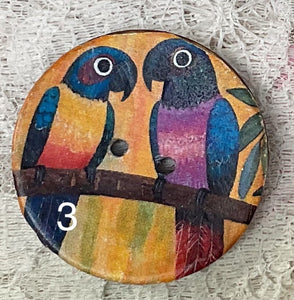 1.18” Buttons-Toucans-Hummingbird- assorted- Handcrafted -Great Adirondack-price is per button