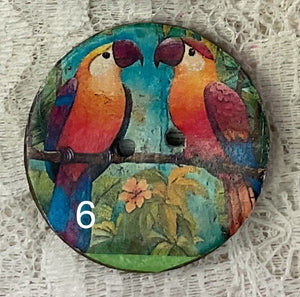 1.18” Buttons-Toucans-Hummingbird- assorted- Handcrafted -Great Adirondack-price is per button