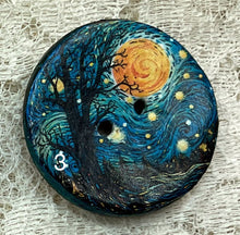 Load image into Gallery viewer, 1.18” Buttons- Celestial moons and sun-Van Gogh styles-assorted-Great Adirondack-handcrafted-price is per
