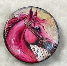 Load image into Gallery viewer, 1.18” Buttons-colorful Horses-multicolors- assorted- Handcrafted -price is per button
