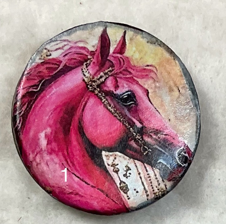 1.18” Buttons-colorful Horses-multicolors- assorted- Handcrafted -price is per button