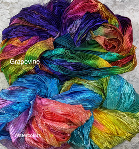 3/4” Nylon Ribbon- 125 yds- Hand Dyed -watercolors-Grapevine-Great Adirondack