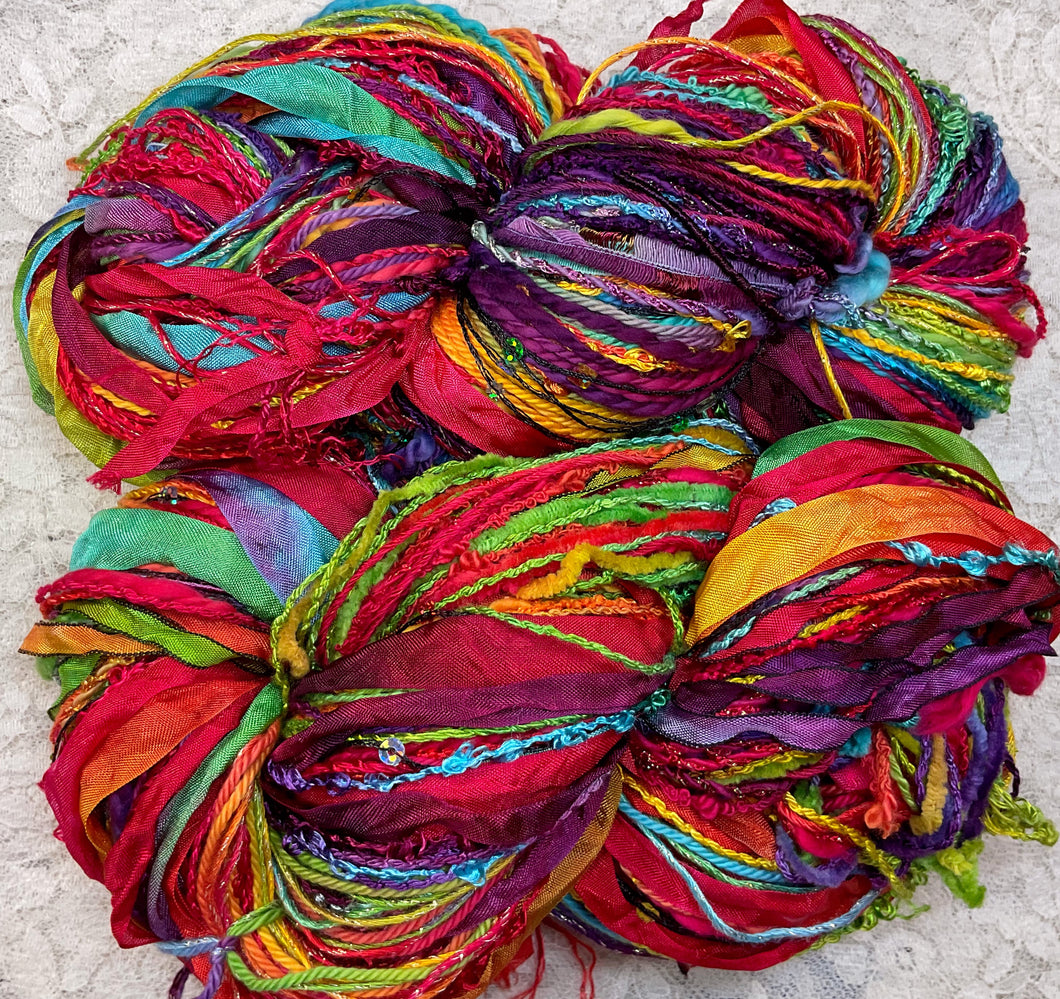 Art Yarn -150 yds -Original Surprise- Hand Dyed Color-Rainbow-Great Adirondack