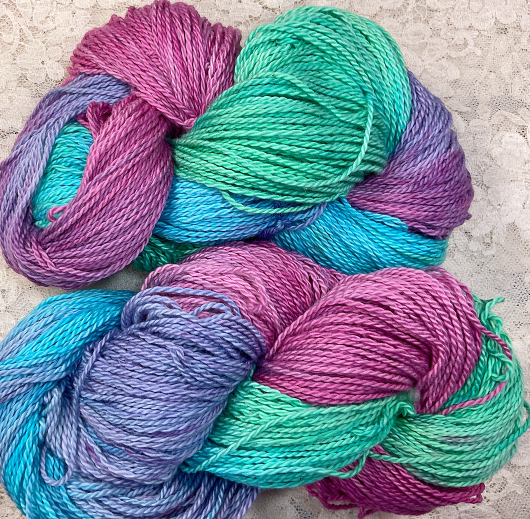 Organic Cotton Yarn 300 yds dk wt Hand Dyed Color-Blossom- Great Adirondack