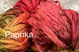 Sari Silk Yarn -50 yds- colors-Pansy-Black Fire-Paprika-Stained Glass-Rocky mt- Great Adirondack