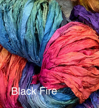Load image into Gallery viewer, Sari Silk Yarn -50 yds- colors-Pansy-Black Fire-Paprika-Stained Glass-Rocky mt- Great Adirondack
