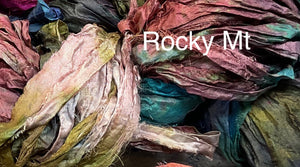 Sari Silk Yarn -50 yds- colors-Pansy-Black Fire-Paprika-Stained Glass-Rocky mt- Great Adirondack