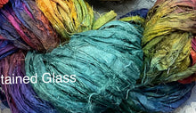 Load image into Gallery viewer, Sari Silk Yarn -50 yds- colors-Pansy-Black Fire-Paprika-Stained Glass-Rocky mt- Great Adirondack
