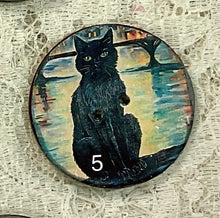 Load image into Gallery viewer, 1.18” Buttons- Black cats-Van Gogh style - assorted- Handcrafted -price is per button
